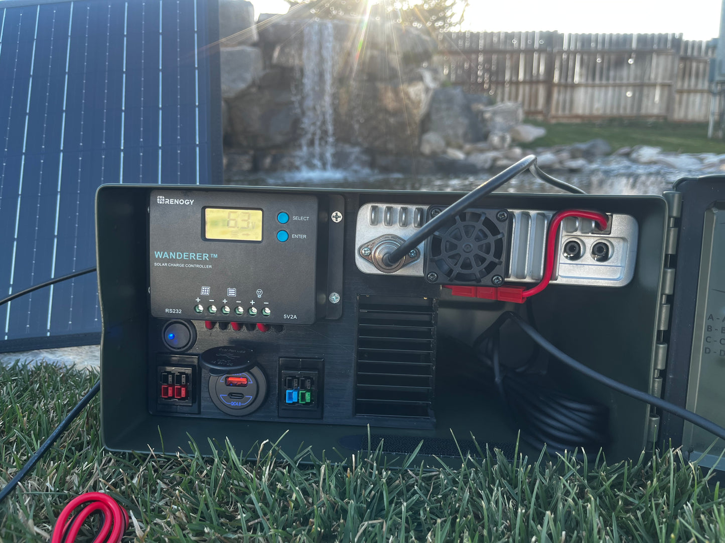 Close up of the Hammo Can with a view of the power plugs.
